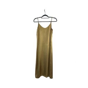 Aerie Gold Satin Midi‎ Slip Dress NWT XS Adjustable Straps festival concert